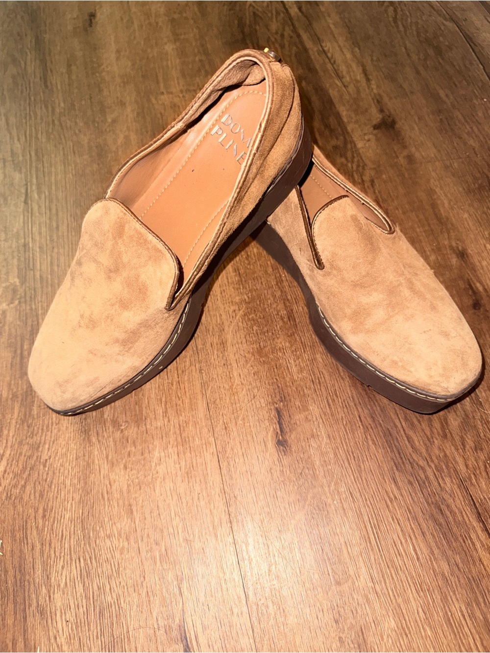 Donald J. Pliner Tan Suede Slip-On Loafers